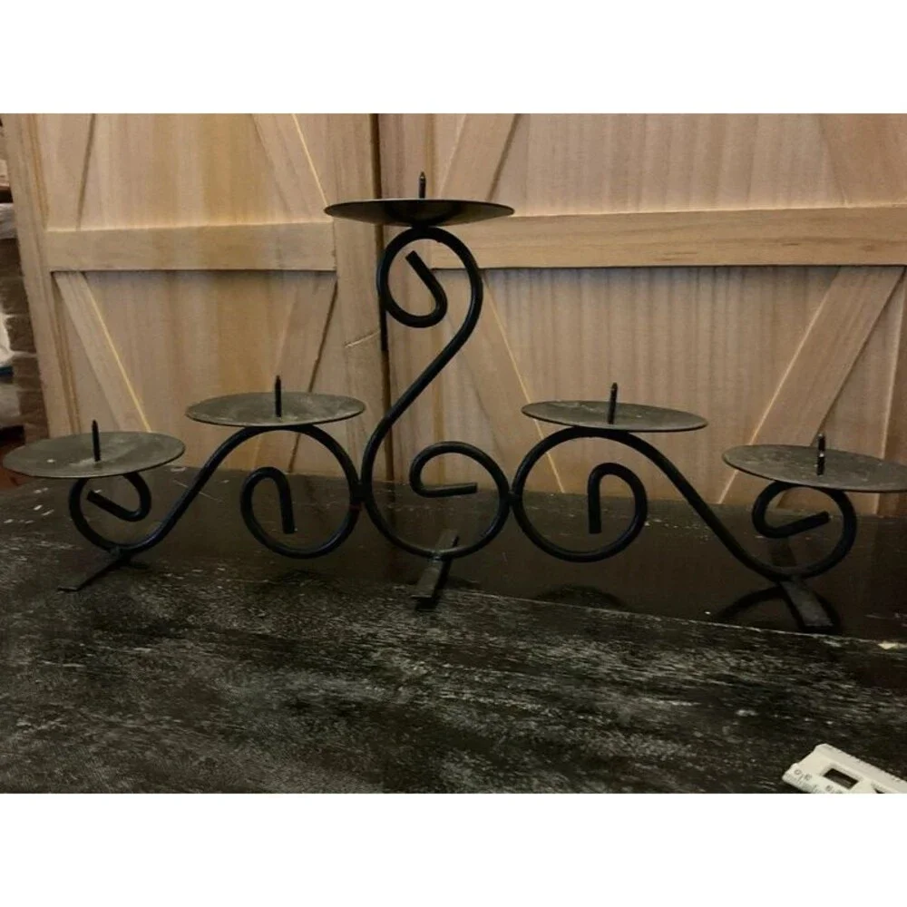 Black metal 5 candle holder